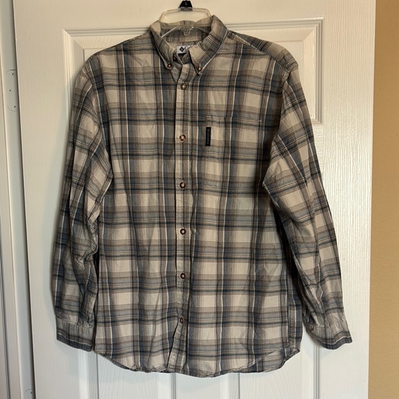 Columbia men’s gray plaid long sleeve button down shirt size medium - Picture 1 of 8